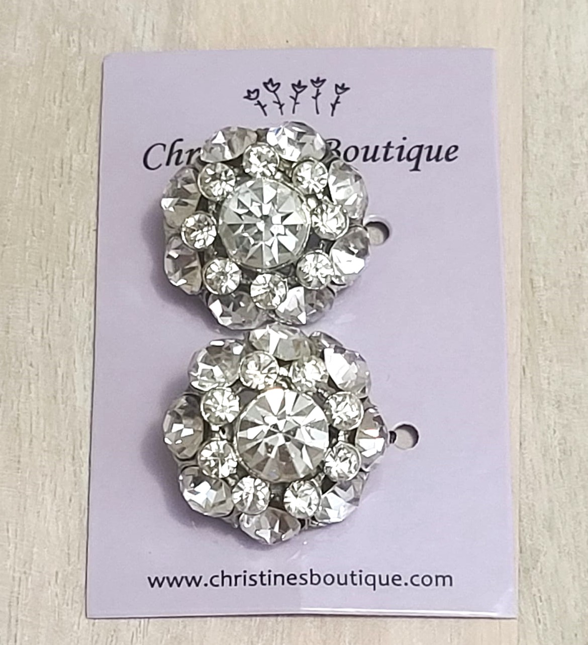 Rhinestone Vintage Buttons Set of 2 - Click Image to Close