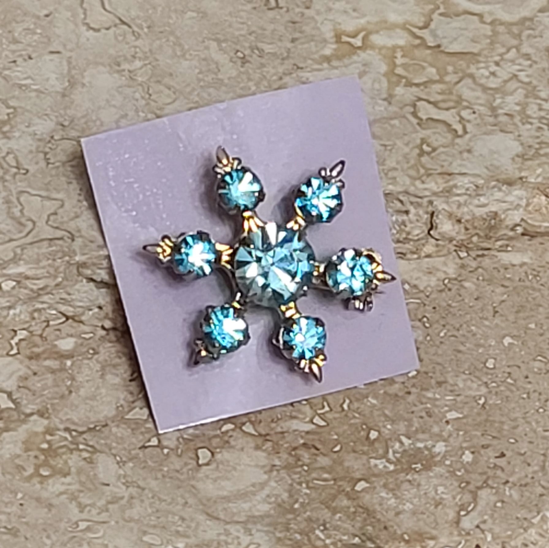 Blue Rhinestone Star Scatter Pin 1"