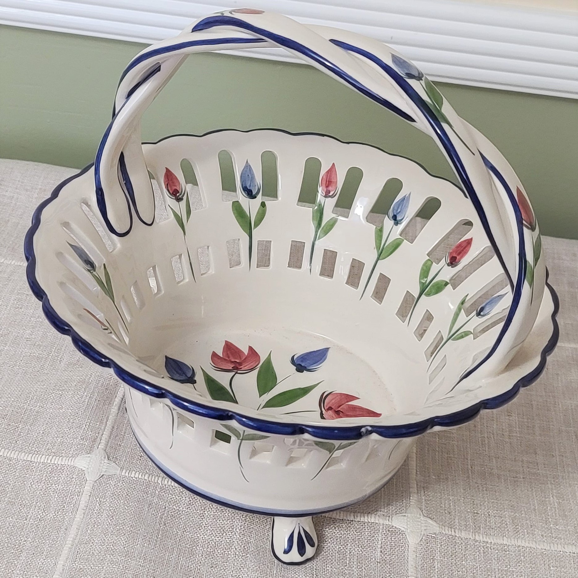 Ceramic Flower Basket Made in Portugal