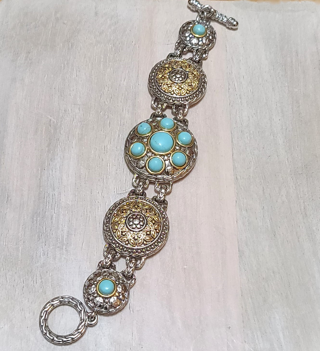 Fashion Turquoise Cabachon Link Bracelet