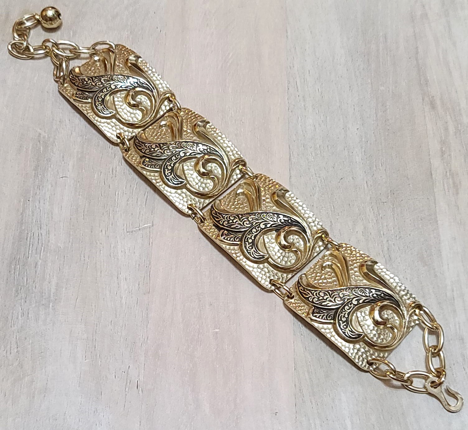 Scrolled link bracelet, vintage, made in Germany