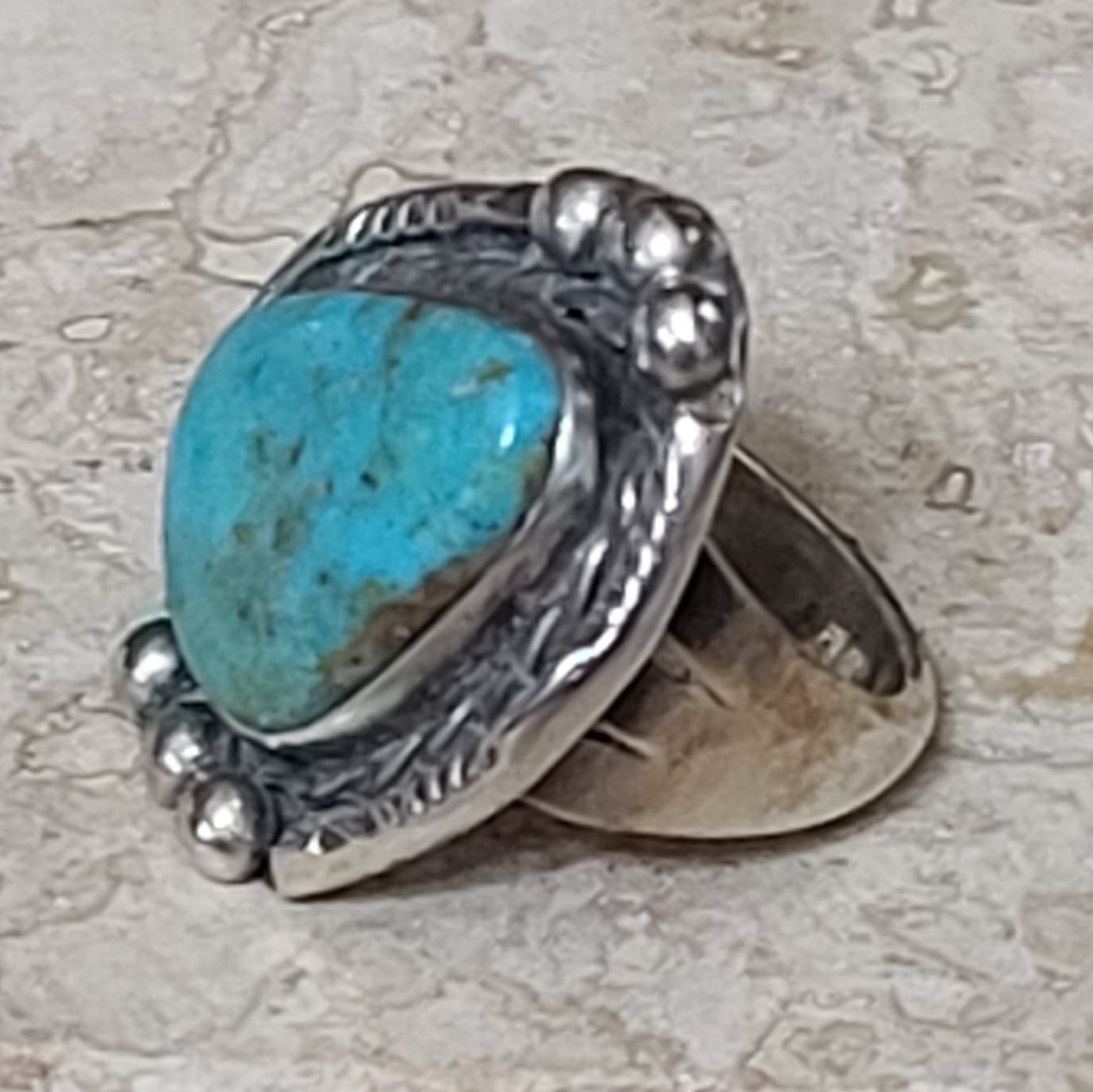 Turquoise & Sterling Silver Navajo Ring Size 6 1/2