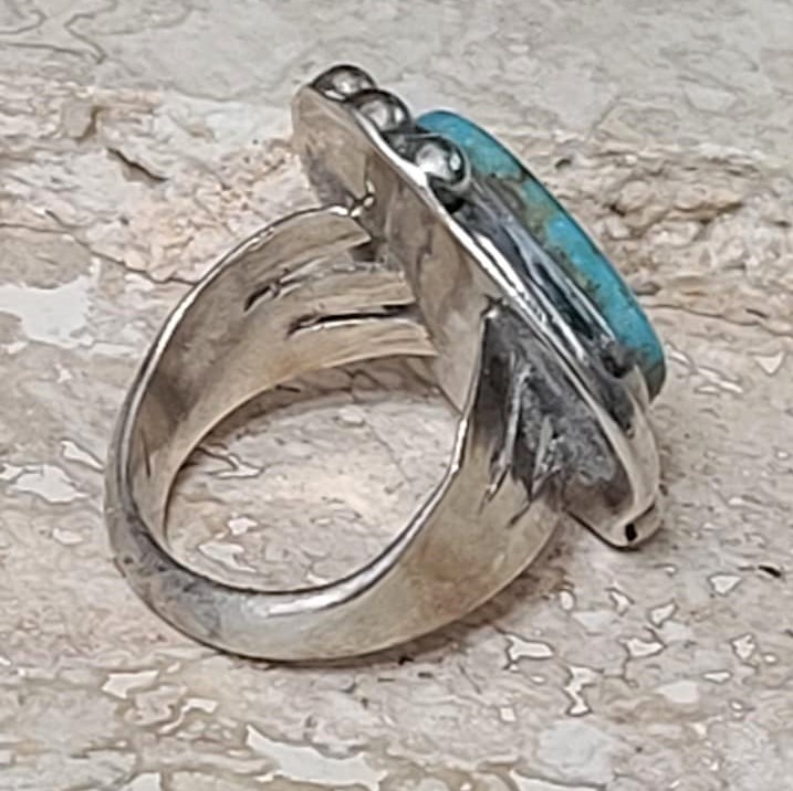 Turquoise & Sterling Silver Navajo Ring Size 6 1/2