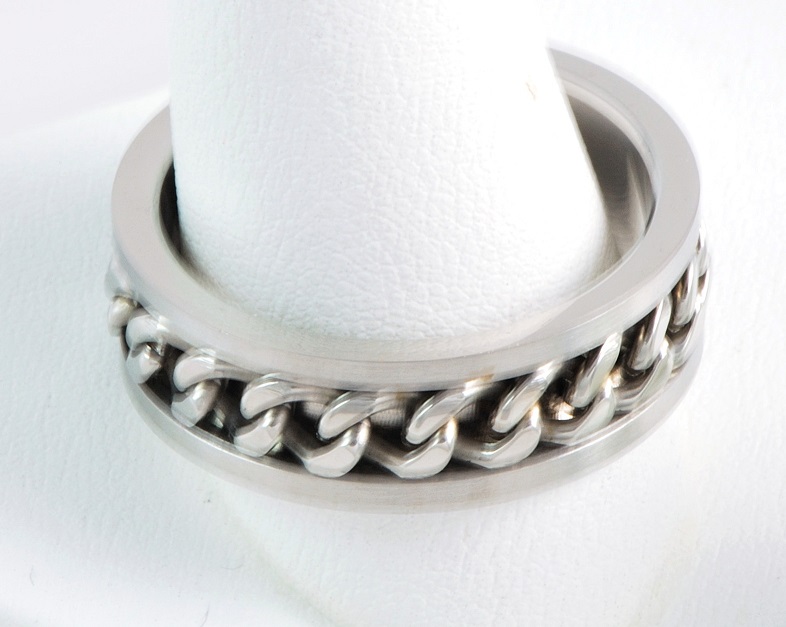 Mens Stainless Steel Chain Design Ring Size 11