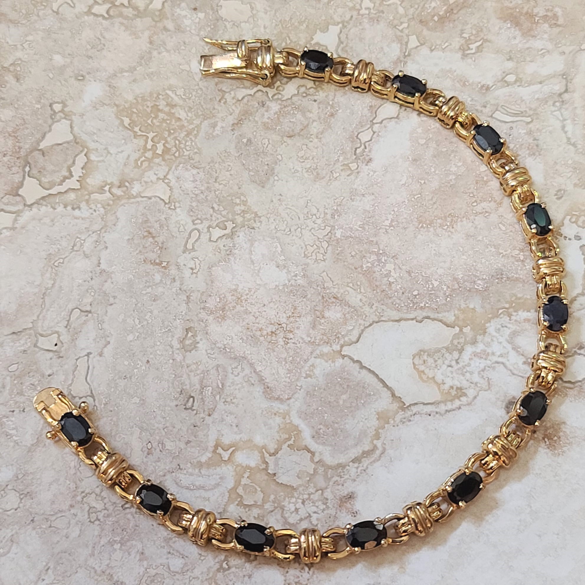 Technibond 18K Gold with Sapphire Gemstone Bracelet