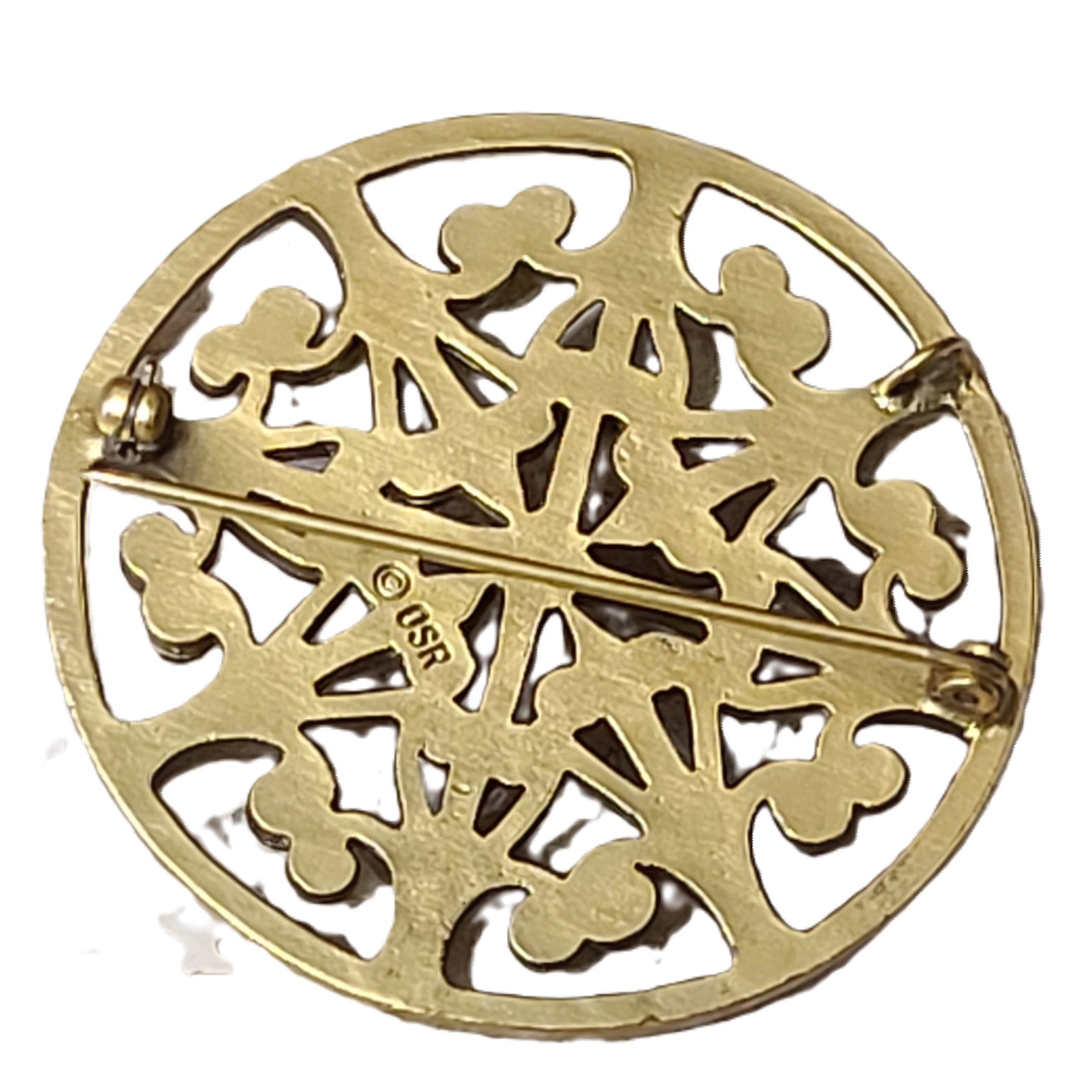 Gold Scrolled Pinwheel Pin/Pendant Signed OSR