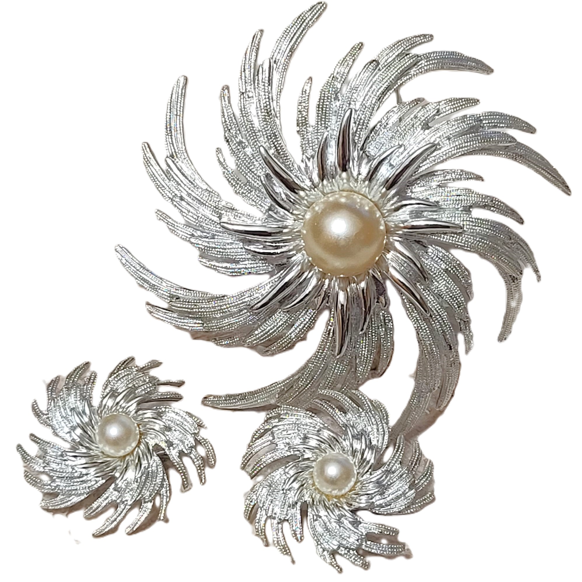 Sarah Coventry Whirling Star Brooch & Earrings Set - Click Image to Close