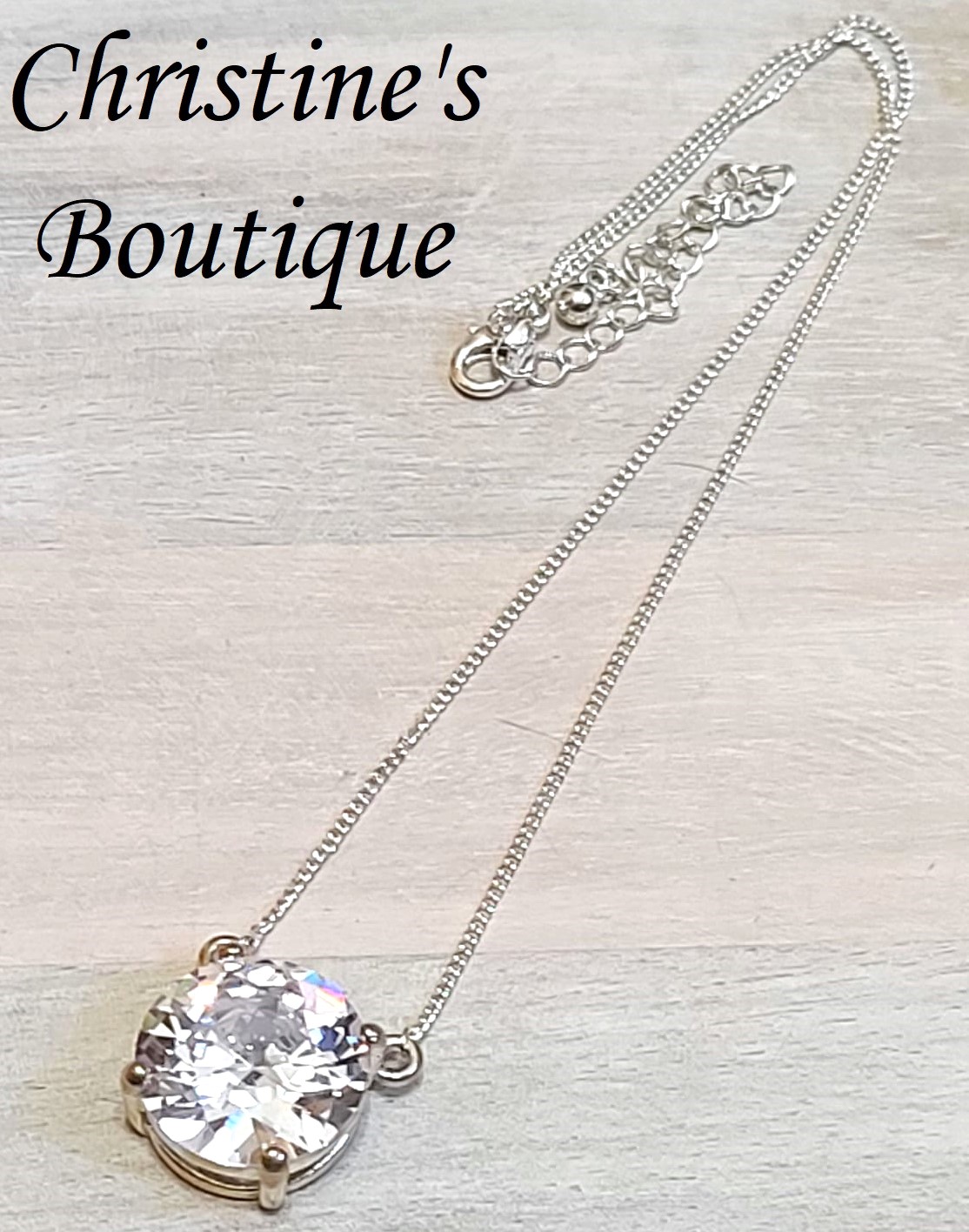 Cubic zirconia pendant necklace with chain - Click Image to Close