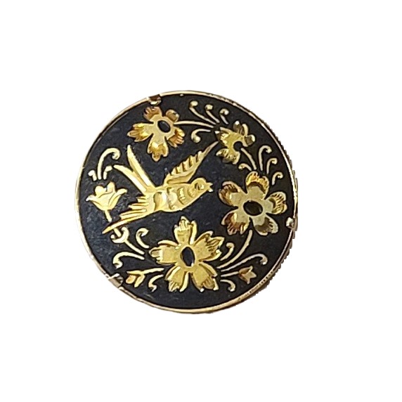 Damascene Bird of Paradise Pin Made in Spain - Click Image to Close