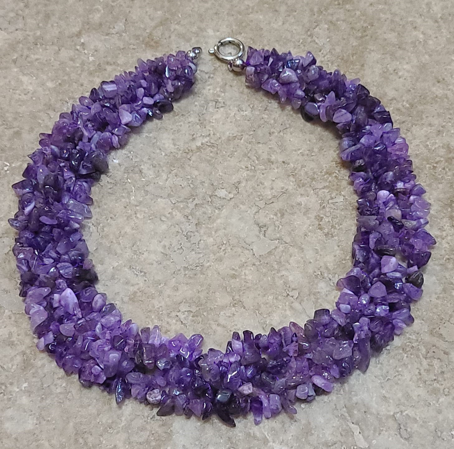 Amethyst Gemstone Interwoven Cleopatra Necklace 19" - Click Image to Close