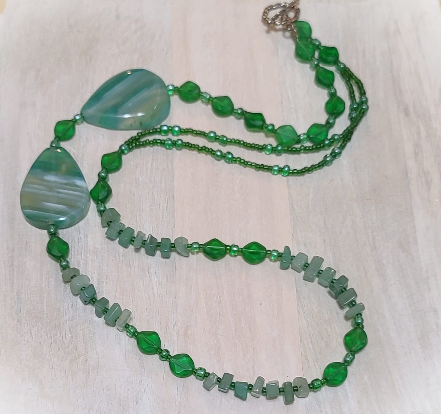 Green Agate Gemstones, Crystal & Glass Necklace