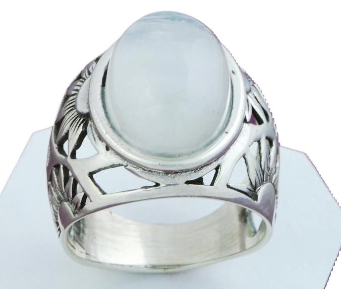 Moonstone 925 Sterling Silver Sunflower Cutout Ring Size 9