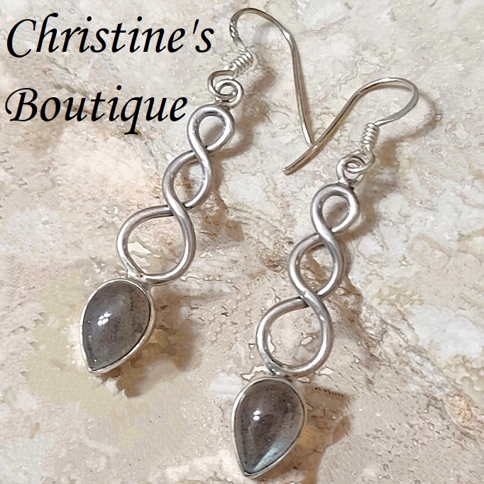 Labradorite gemstone earrings set in 925 sterling silver - Click Image to Close