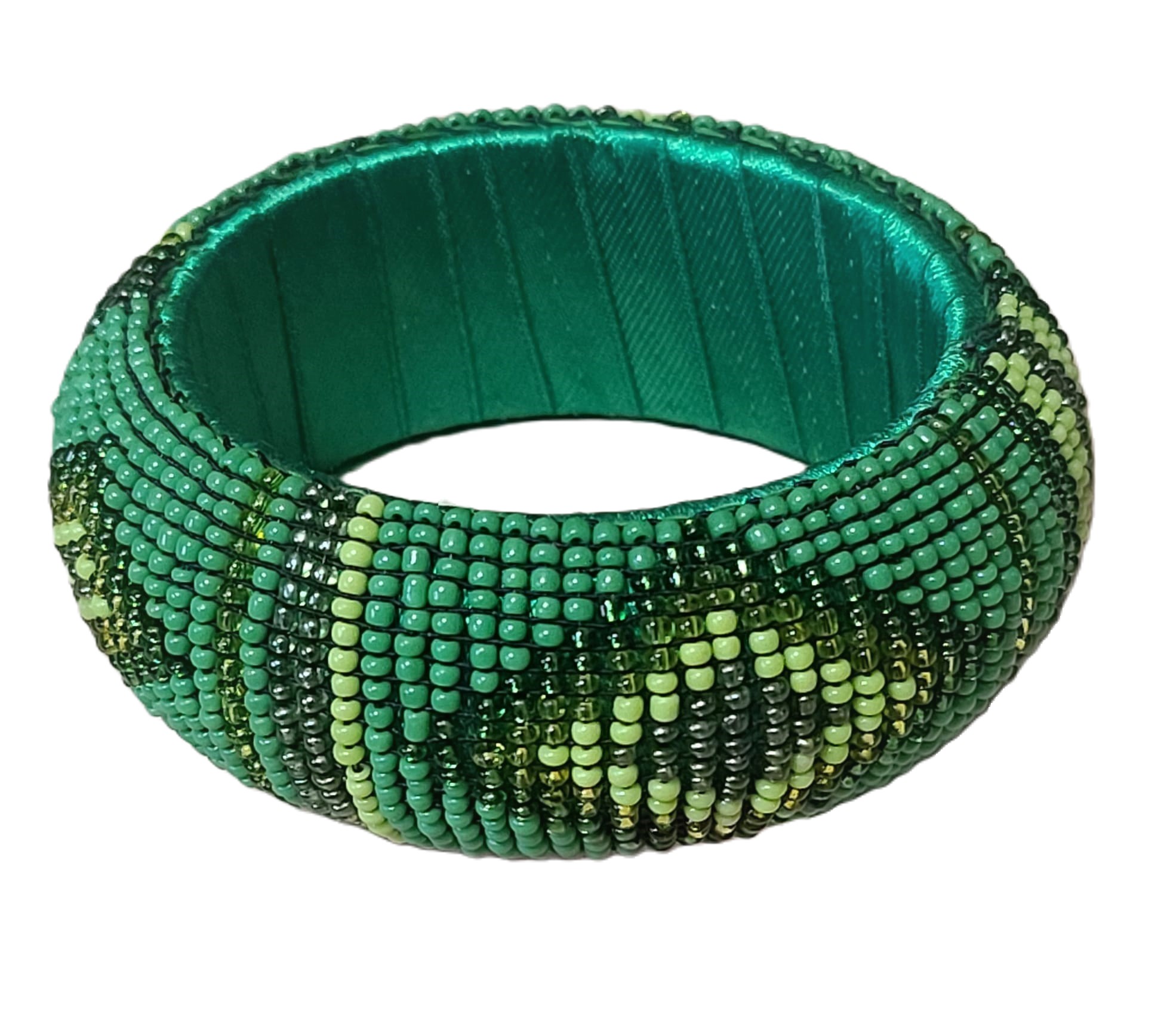 Green seed bead bangle bracelet