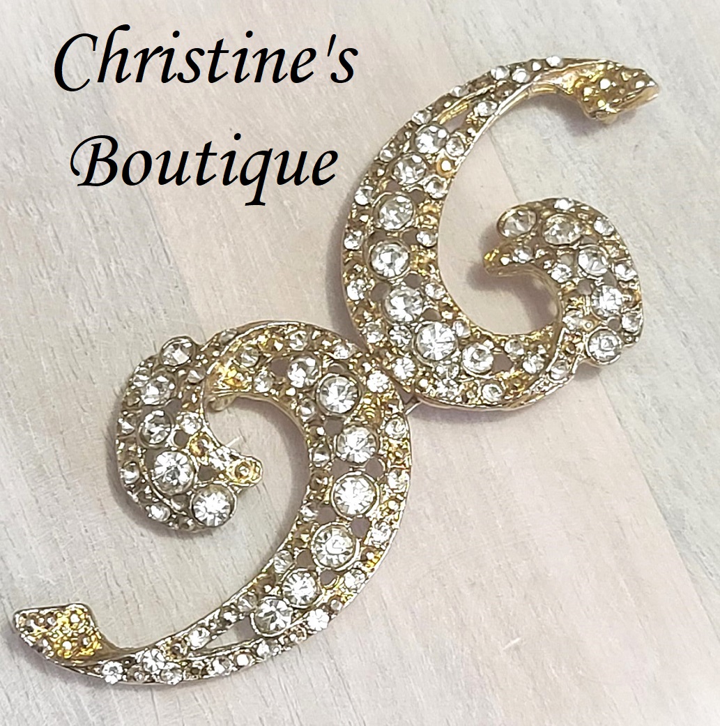 Rhinestone clip fastener, vinstage, Sew-On for clothing