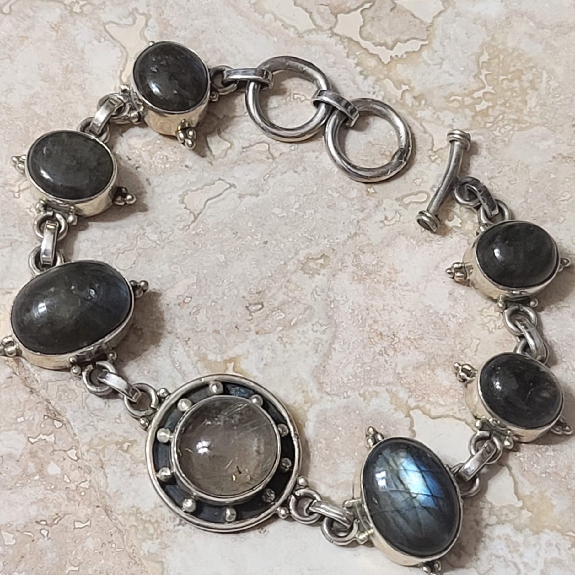 Labradorite Stones .925 Sterling Silver Bracelet