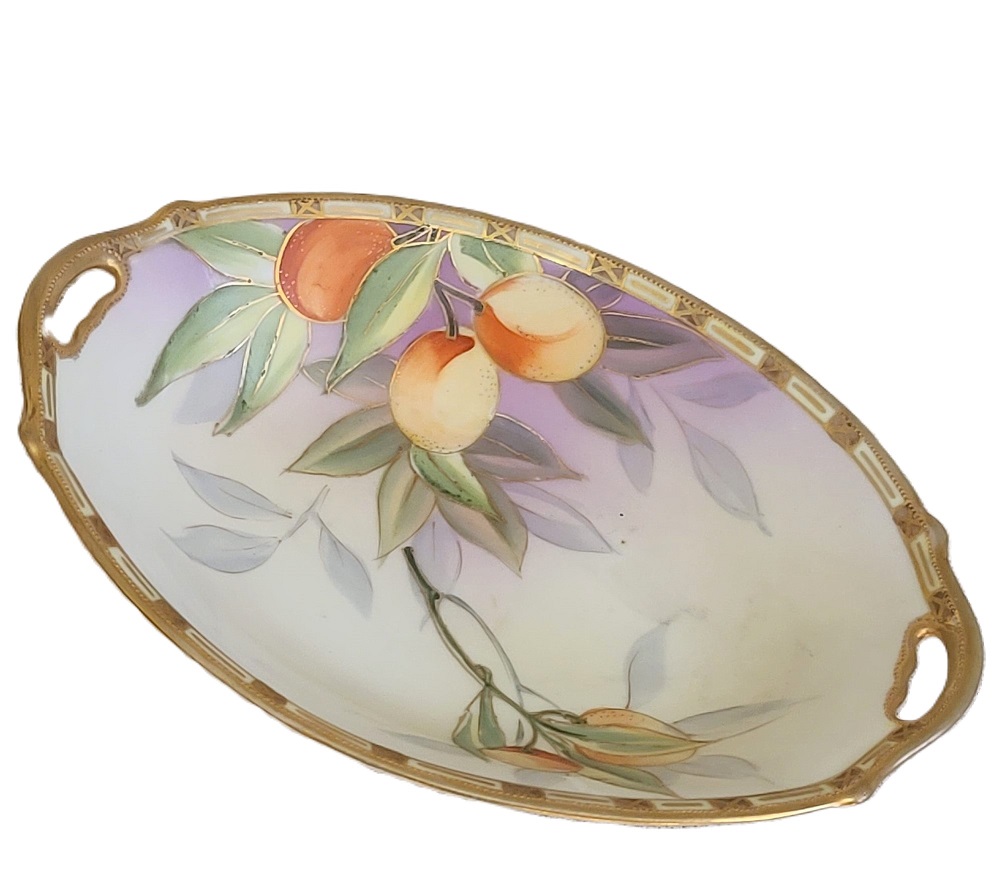 NIPPON Handpainted Fruit Candy Dish w/Gold Trim