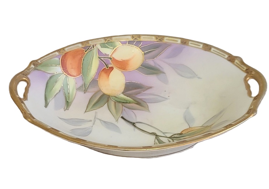 NIPPON Handpainted Fruit Candy Dish w/Gold Trim