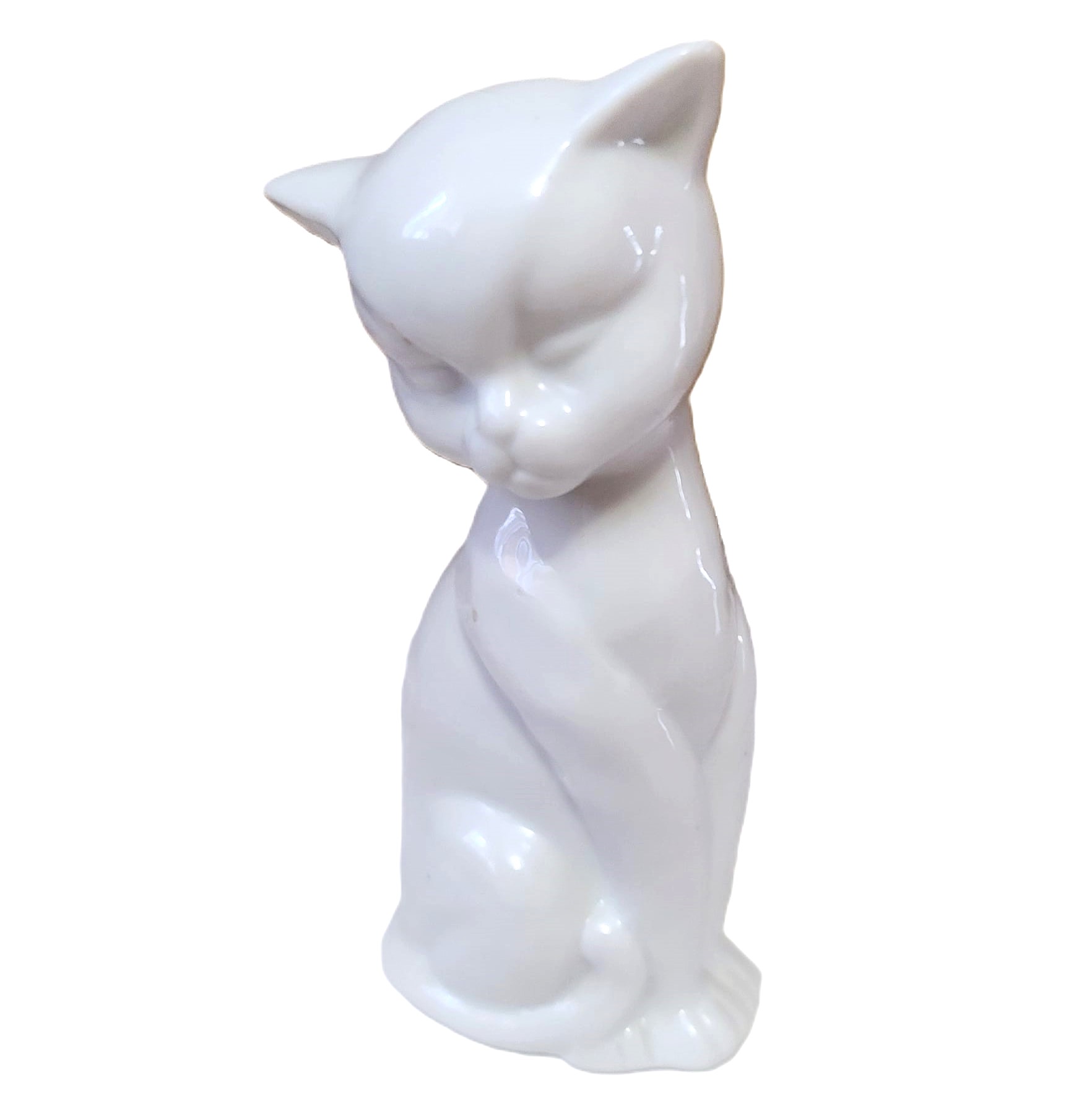 Taiwan Pottery Cerarmic White Cat Signed UCGU