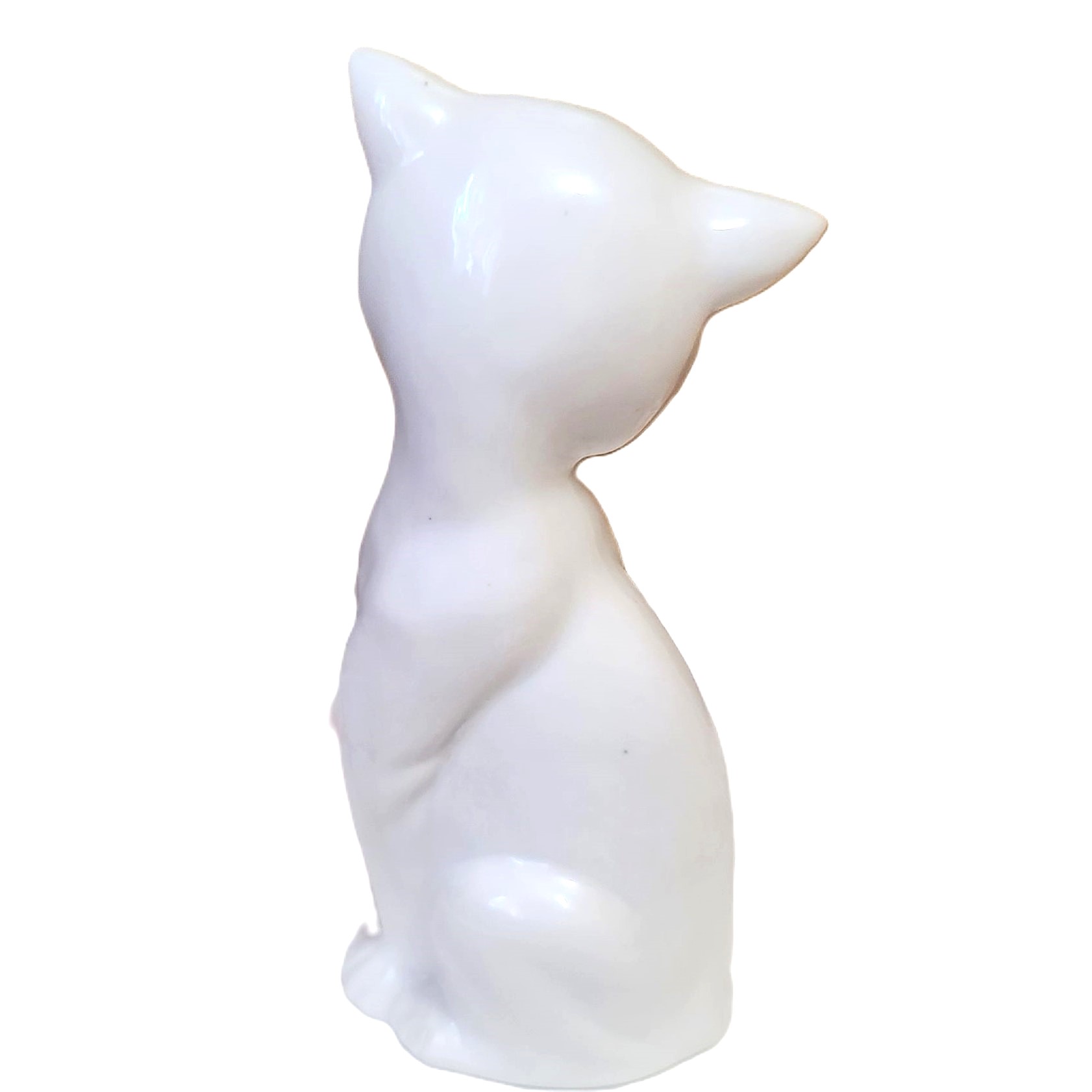 Taiwan Pottery Cerarmic White Cat Signed UCGU
