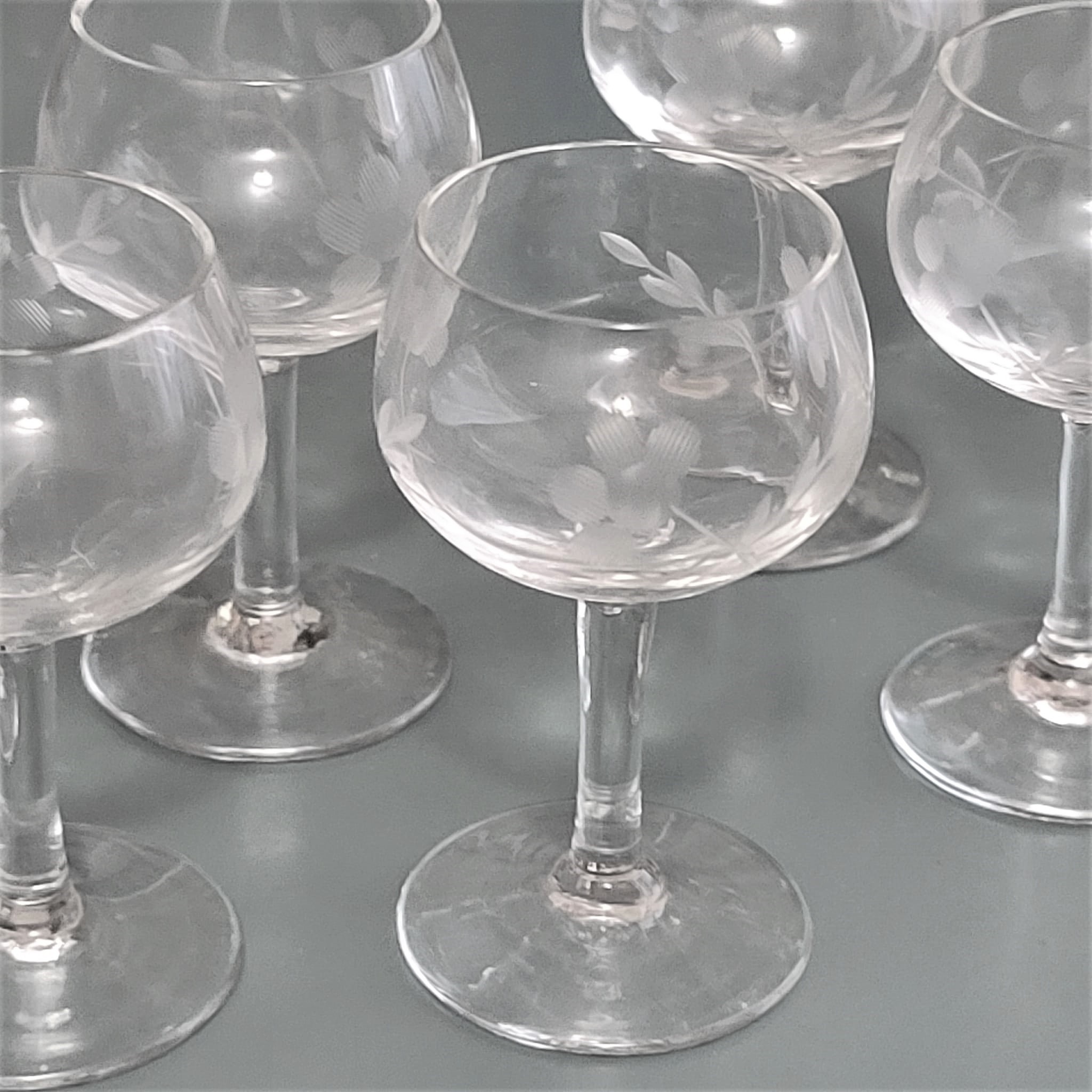 Etched Design Vintage Crystal Liquar Shot Glasses Set of 5