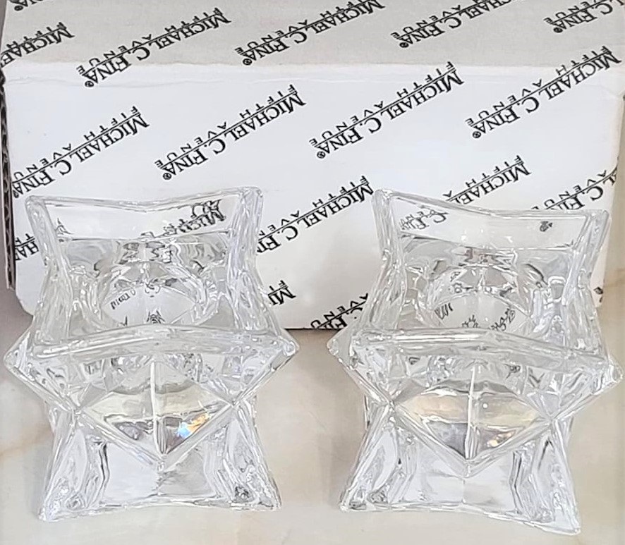 Micheal C Fina Fifth Avenue 24% Lead Crystal Candle Holders