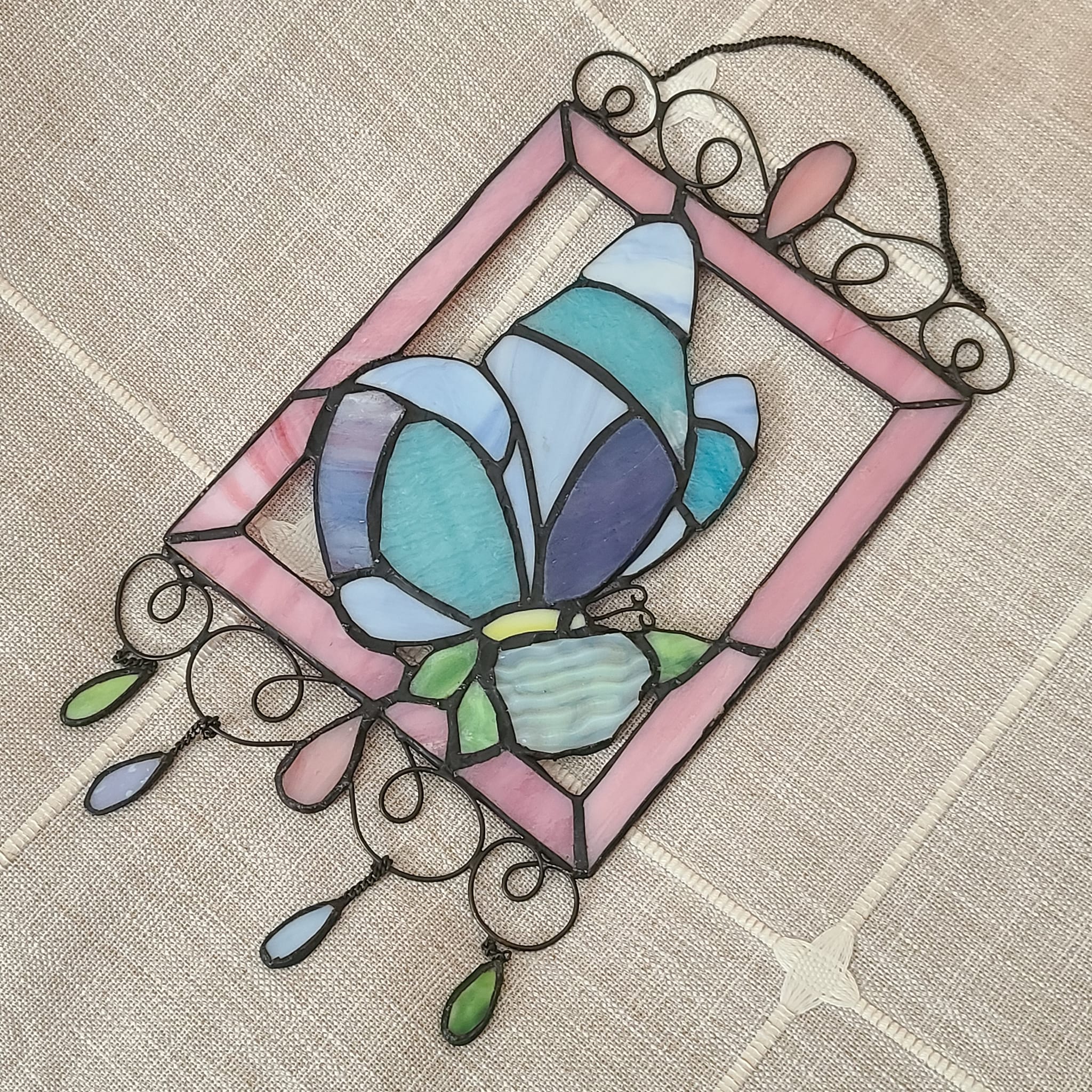 Handcrafted Stained Glass Butterfly Window Hanging