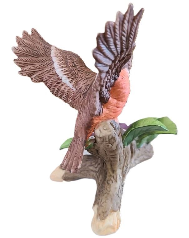 Porcelain Bird Figure on Tree Perch w/Flowers Taiwan