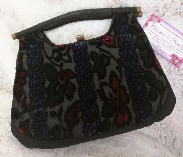 Meyers Burndt Velvet Vintage Clutch Handbag