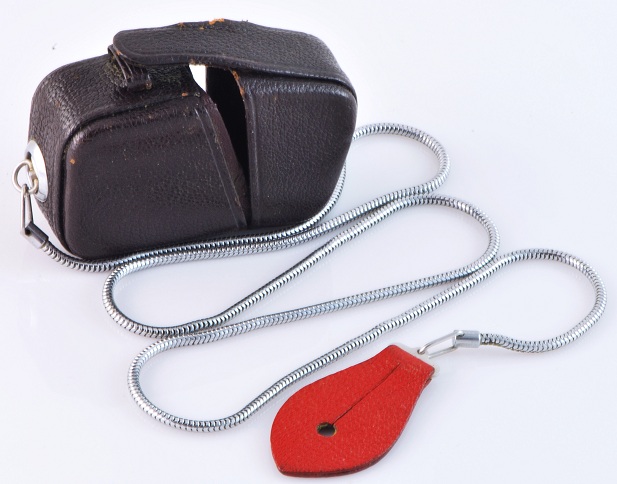 Leather Match Case w/Chain attachment for Button on Clothes - Click Image to Close