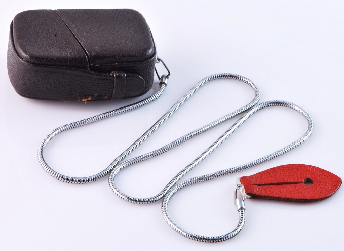 Leather Match Case w/Chain attachment for Button on Clothes