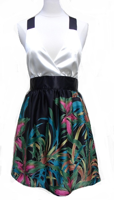 Double Zero Tropical Floral Cocktail Open Back Halter Dress NWT - Click Image to Close