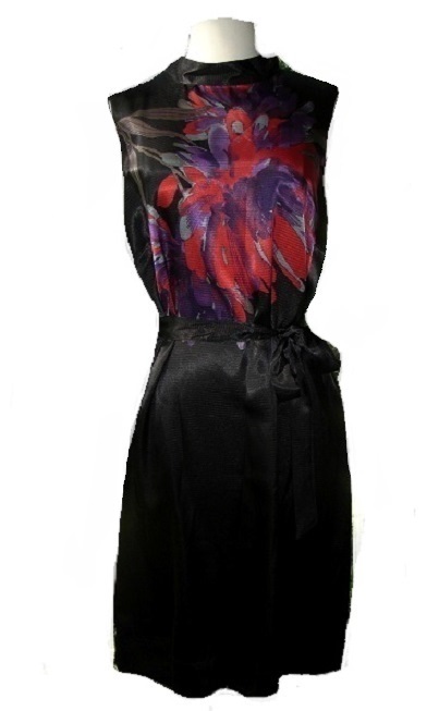 Apostrophe Black Dress with Abstract Floral Design NWT - Click Image to Close
