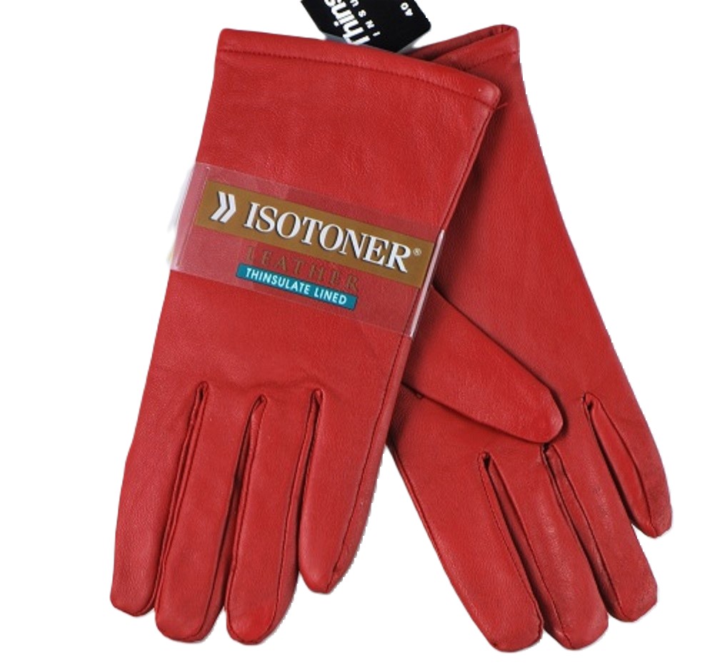 Gloves Isotoner Leather Color Red Size 7 1/2 NWT