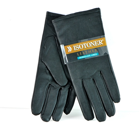 Gloves Isotoner Leather Color Black Size 8 NWT - Click Image to Close