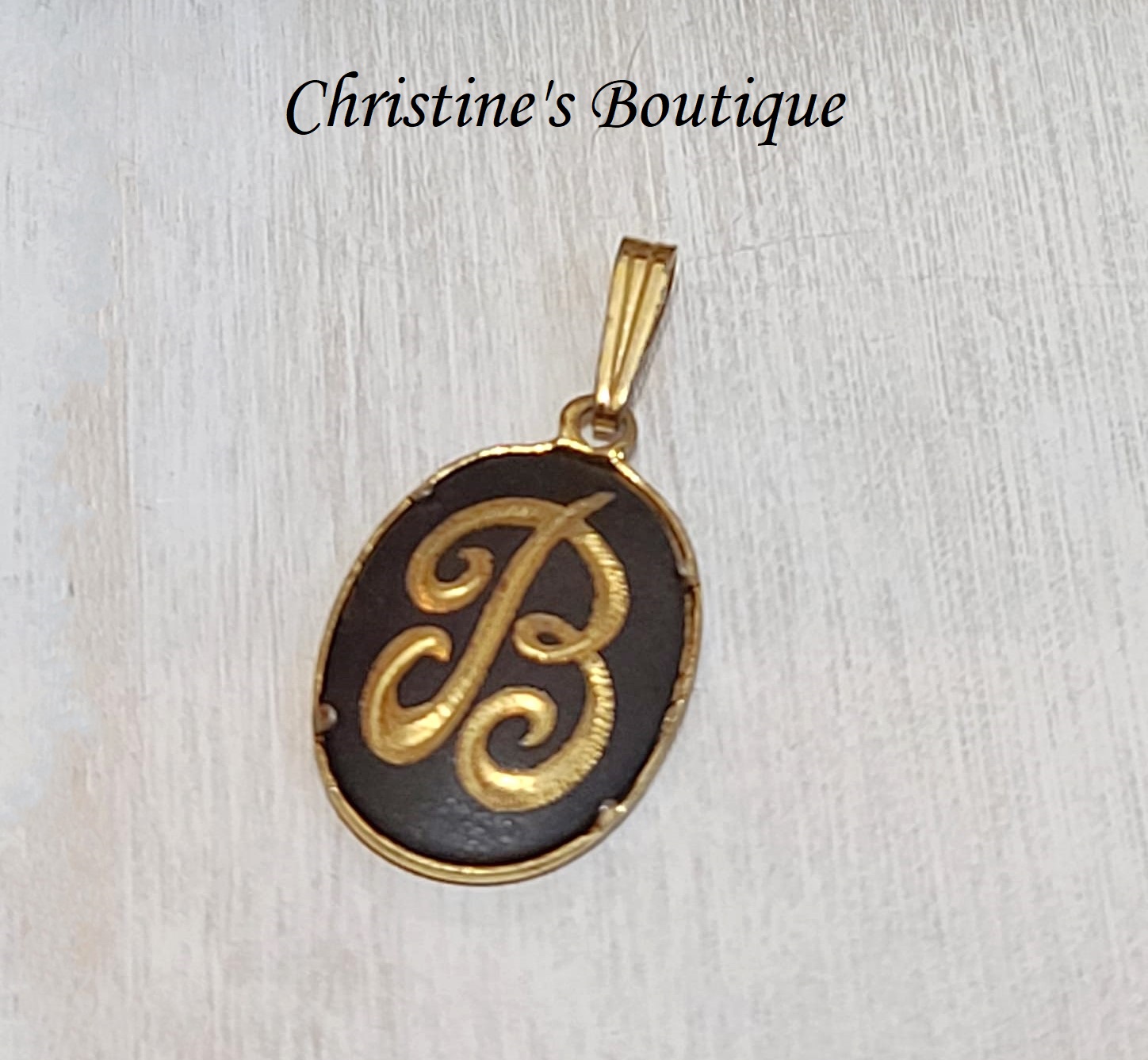Initial Letter B Vintage Pendant Charm - Click Image to Close