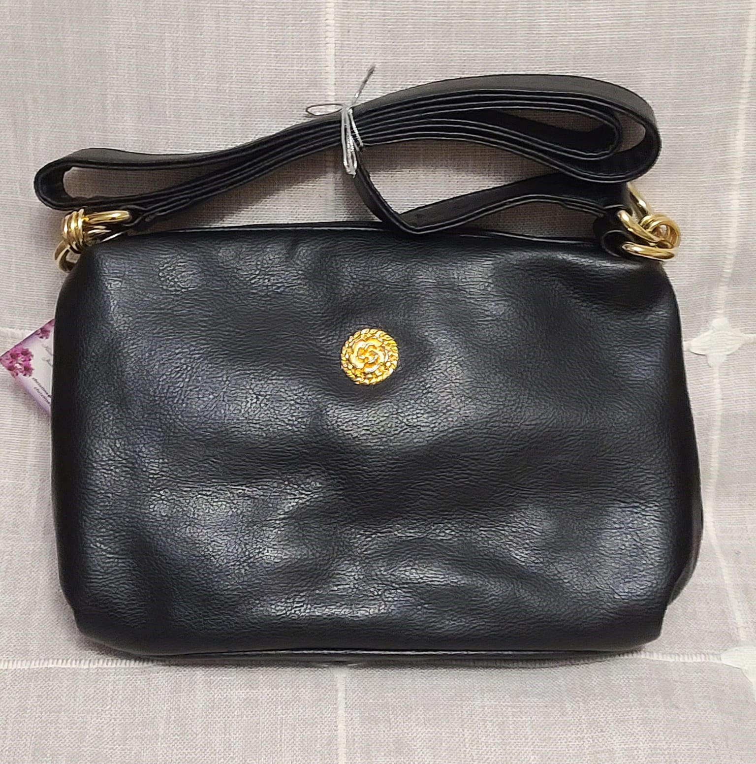 Jennifer Moore Black w/Gold Accent Vintage Handbag - Click Image to Close