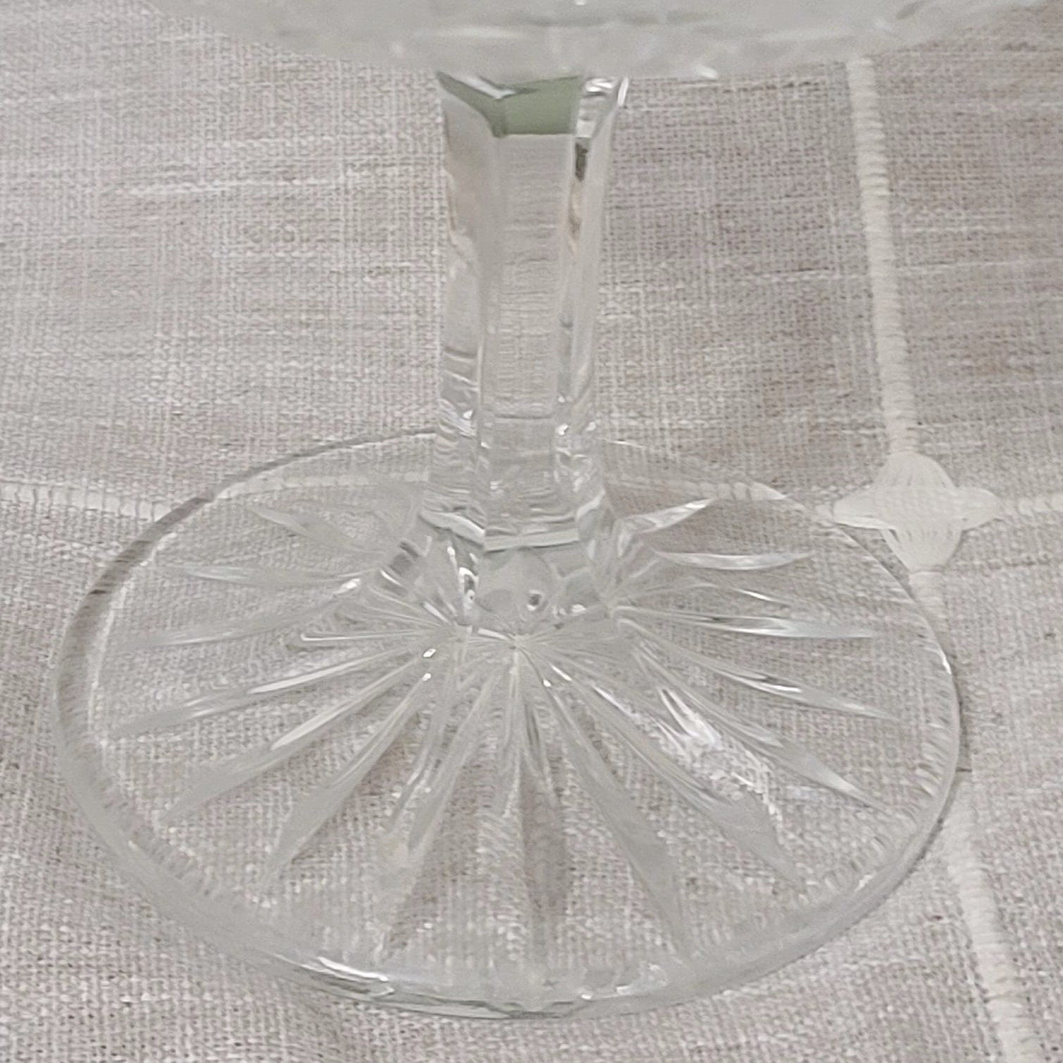 Lead Crystal Etched Cut Open Pedestal Candy Dish