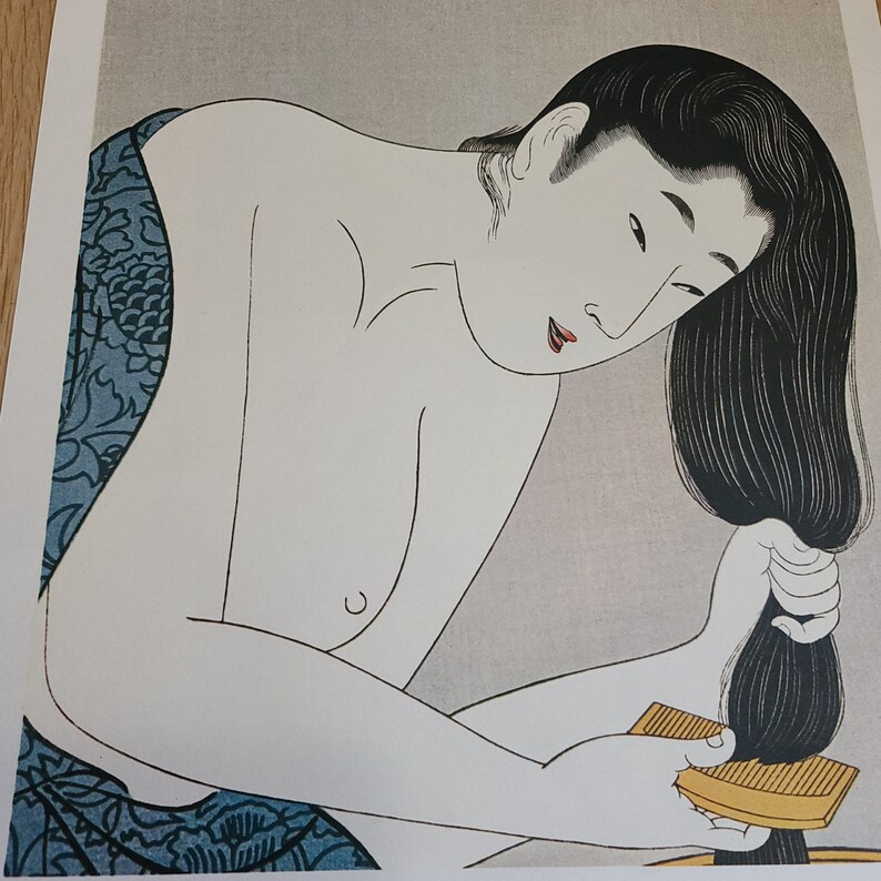 Japanese Artist Kitagawa Utamaro Vintage Woodblock Print