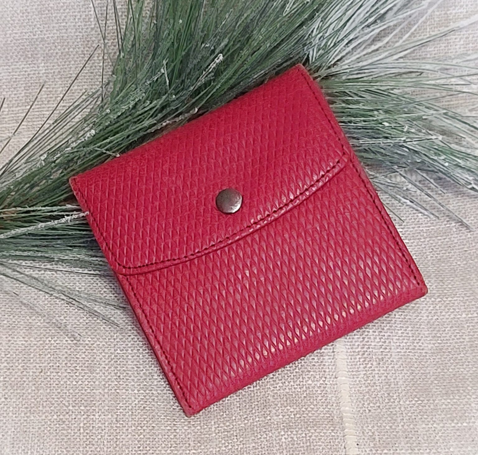 Red Soft Leather Vintage Double Fold Wallet