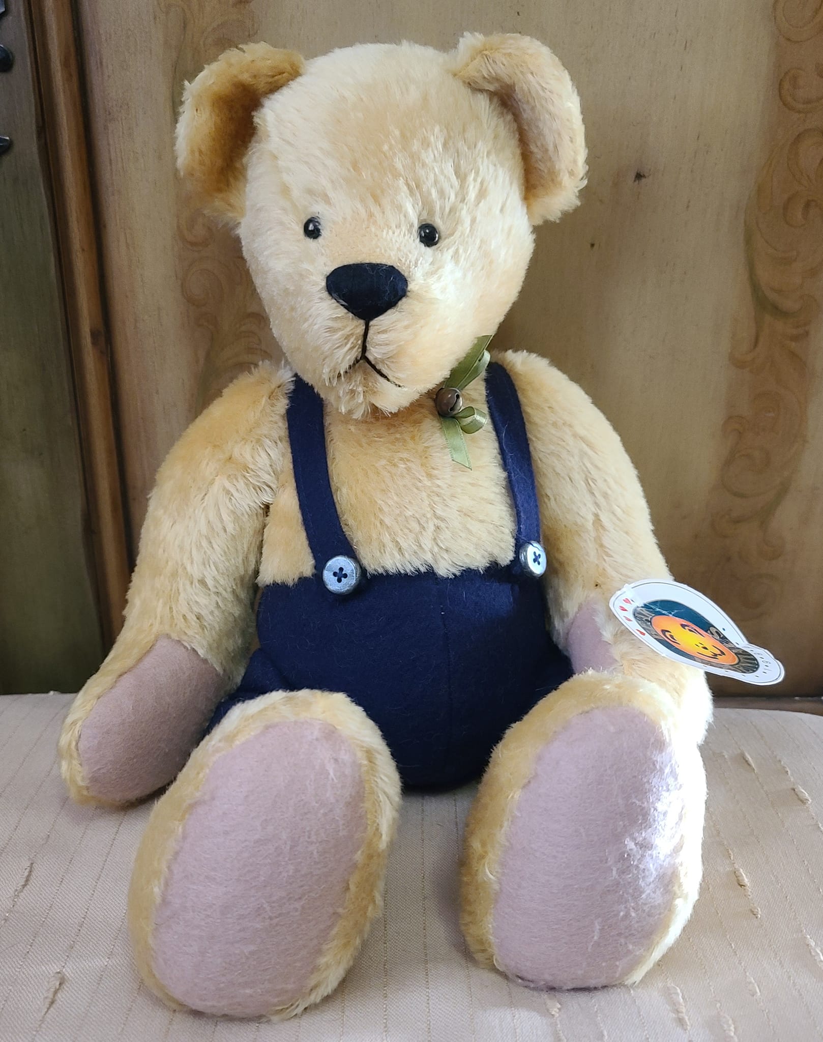 Bear Essentials Retired 1998 Mohair Bear Spencer w/ Suspenders - Click Image to Close