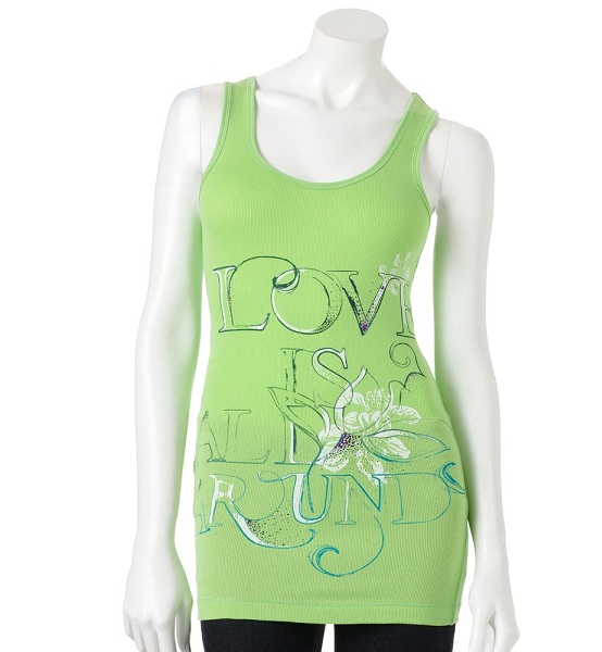 SO Ribbed Graphic Tank Top "Love is all Around" Size M NWT - Click Image to Close