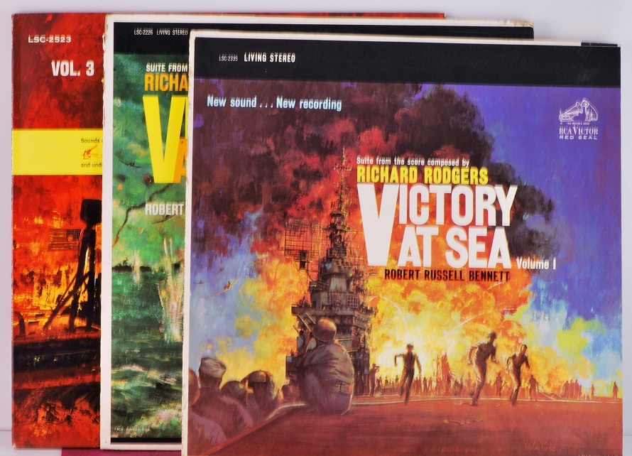 Victory at Sea by Robert Russell Bennett Vol 1, 2 & 3 Record Lot