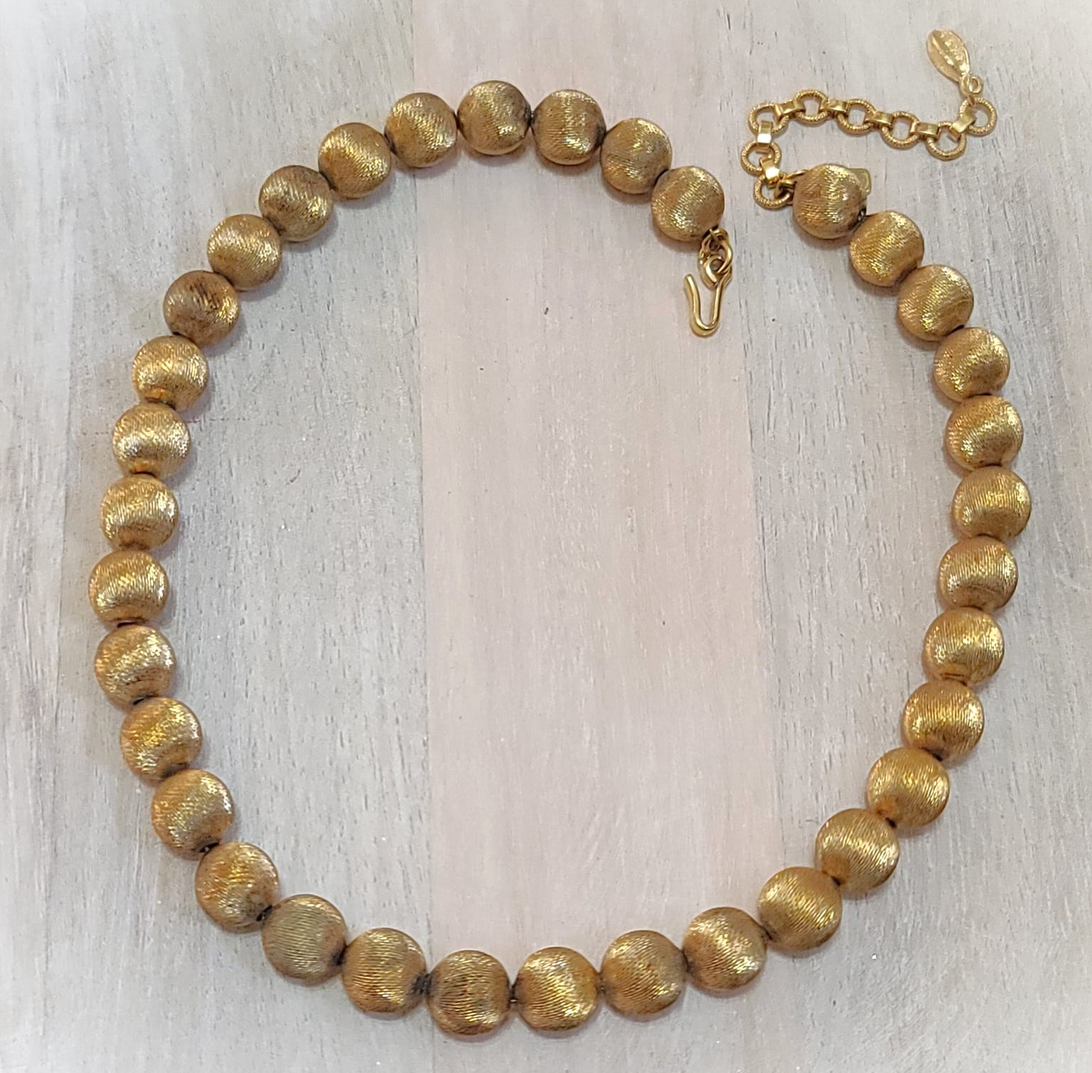Monet Brushed Gold Bead Choker Vintage Necklace 17"