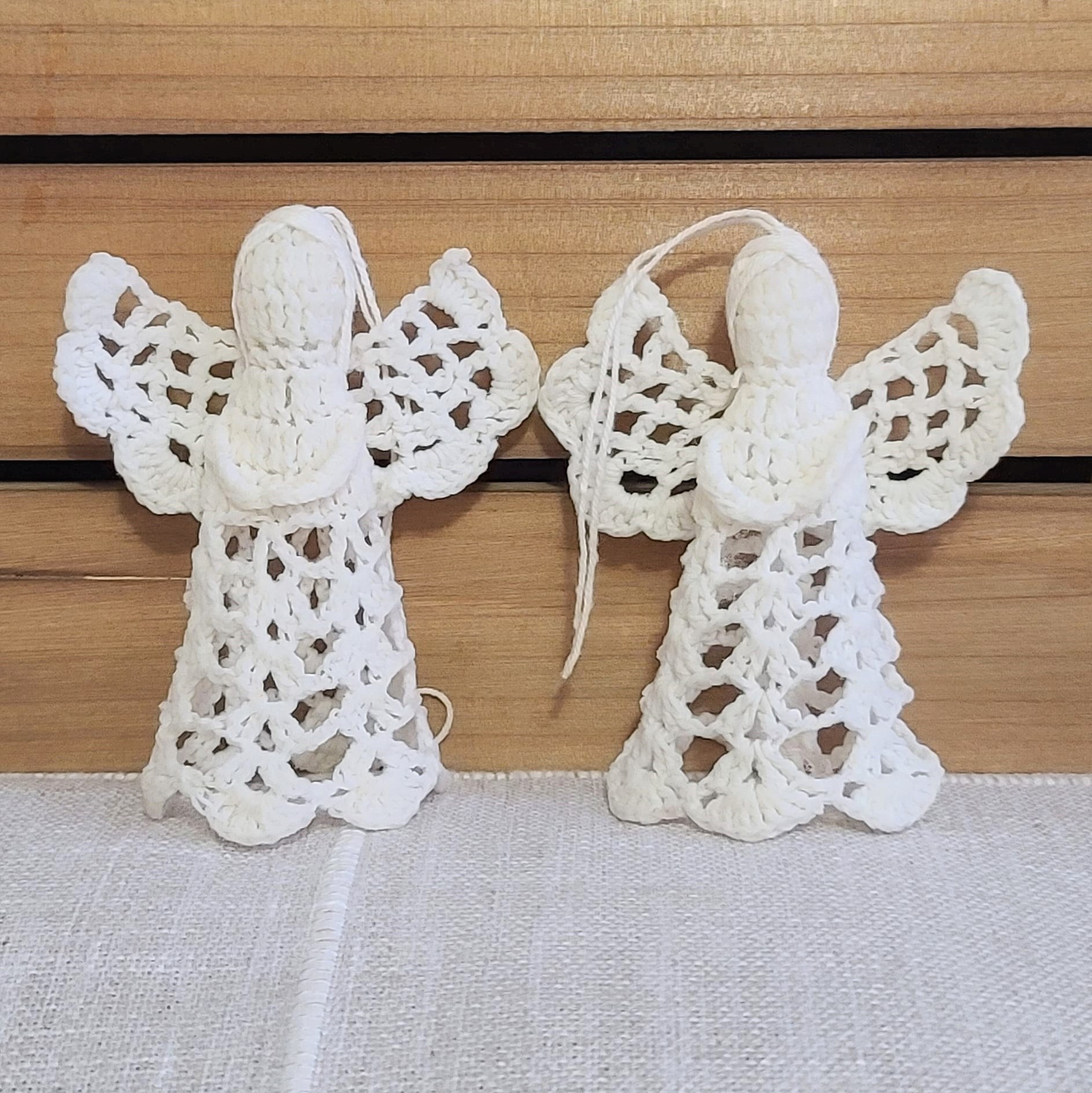 Handmade Crochet Angel Christmas Ornaments Set of 2 - Click Image to Close