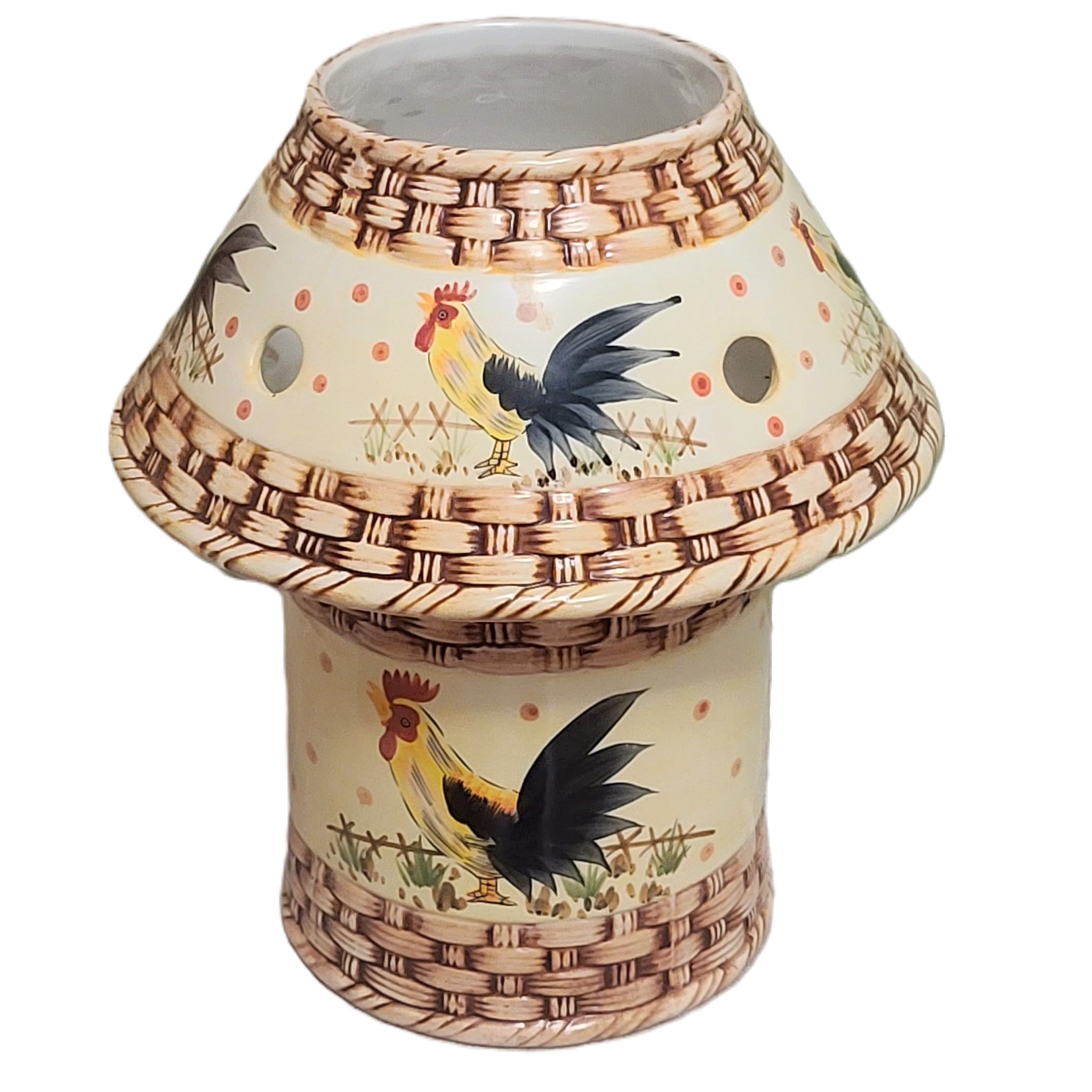 Interior Accents Ceramic Rooster Candle Votive Jar w/Lampshade - Click Image to Close