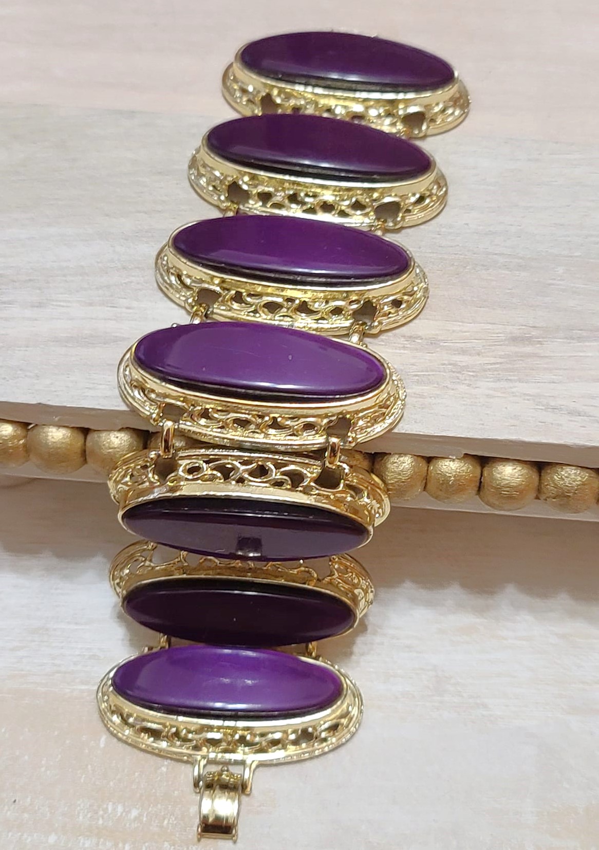 Thermoset vintage bracelet, purple, large link bracelet, statement piece