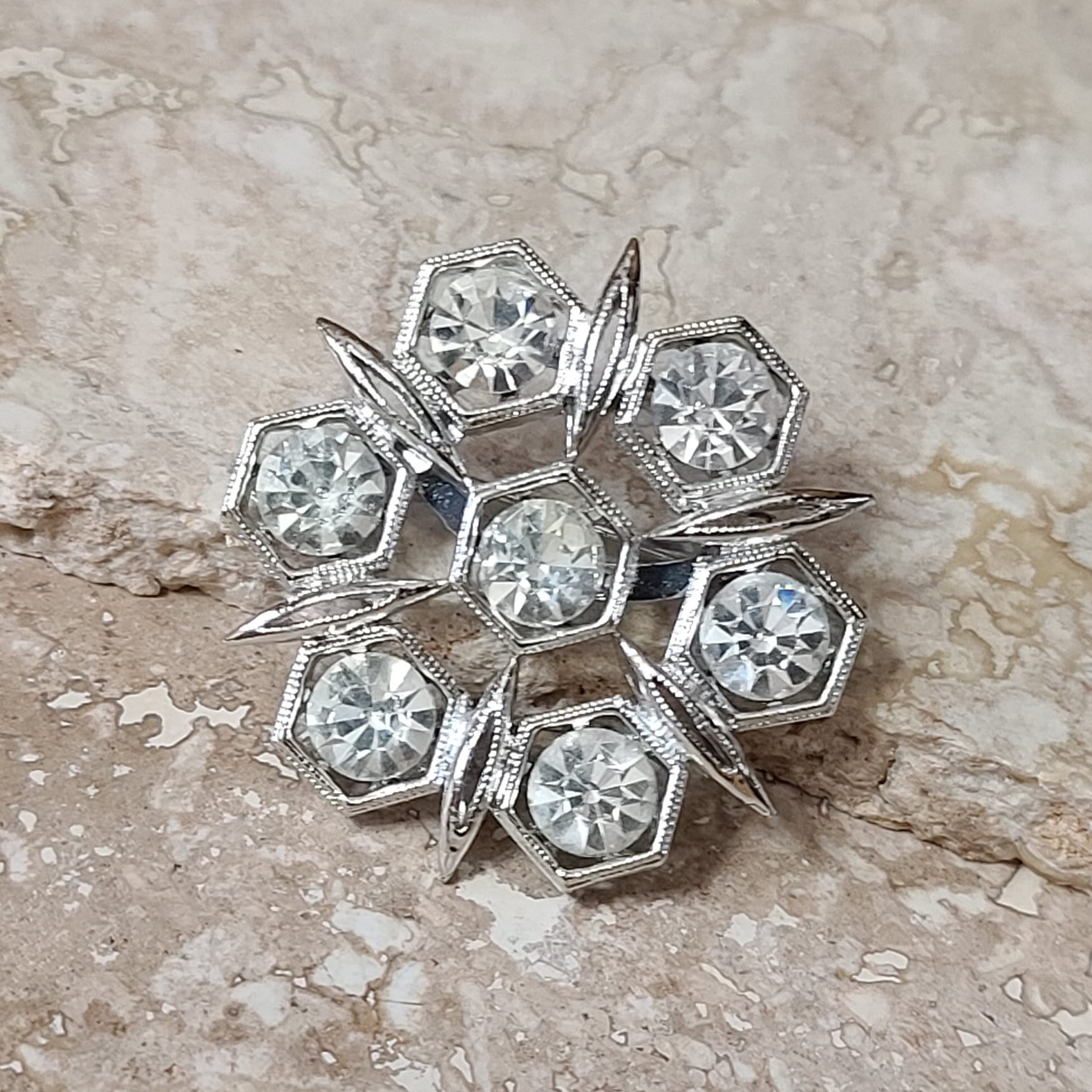 Clear White Rhinestone Snowflake Pin