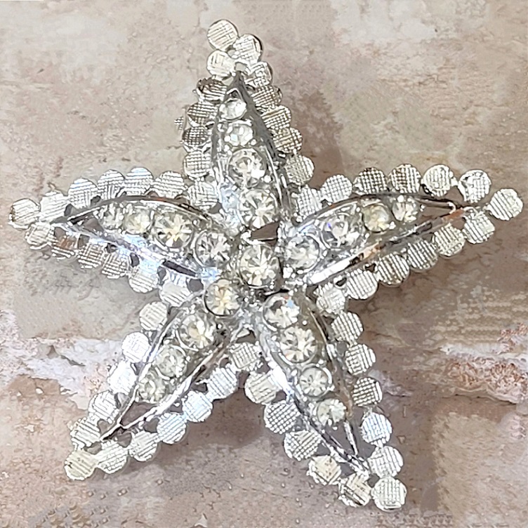Rhinestone starfish pin, vintage pin