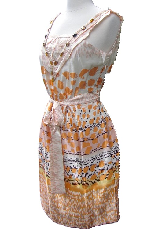 Madison Paige Abstract Print Dress with Embellished Neckline NWT
